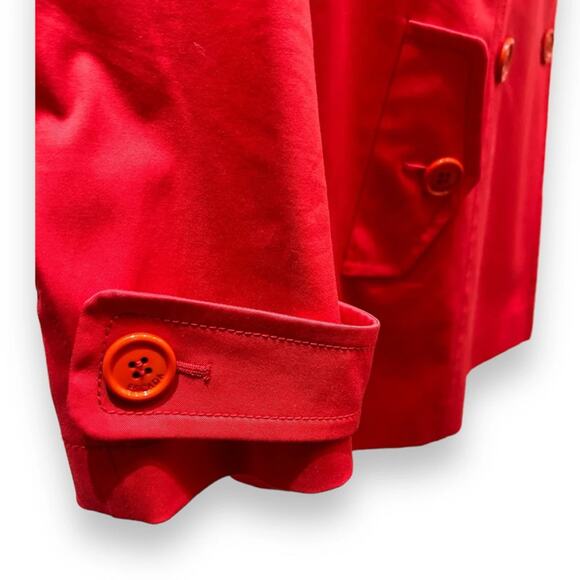 Escada Plus Size Trench Coat Jacket Red Cotton Double Breasted Womens - Picture 6 of 15